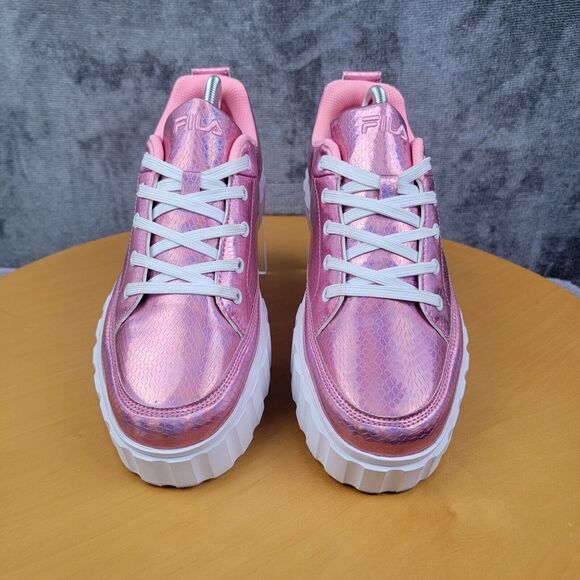 Fila Sandblast Low Iridescent Snake Platform Women's Sz 10 Pink Fashion Sneakers - Picture 15 of 16